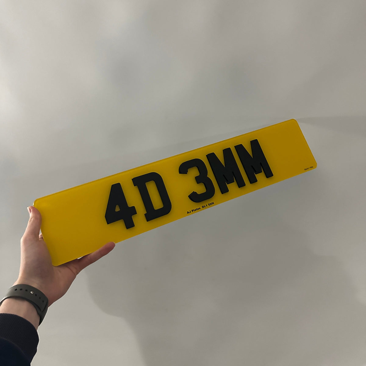 AJ Plates 4D number plate with 3mm raised acrylic black lettering